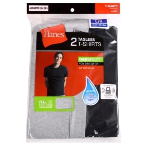 Hanes Assorted Men's Large Tagless T-Shirts, 2 ct. | Family Dollar