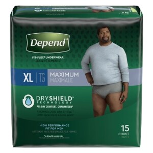 Depends Fresh Protection Adult Incontinence Underwear for Men (Formerly  Fit-Flex), Disposable, Maximum, Extra-Large, Grey, 15 Count - 15 ea