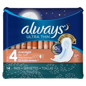 Always Maxi Overnight Pads with Wings, Size 4, Overnight