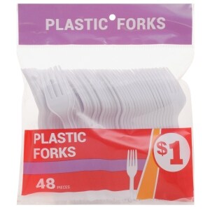 White Plastic Utensils, 48-ct. Bags (Case of 48 Packs)