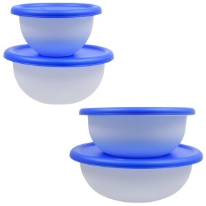 Sterilite 8 Piece Plastic Kitchen Covered Bowl Mixing Set with