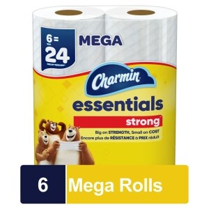 Charmin Essentials Strong Toilet Paper Mega Rolls, 6-ct.