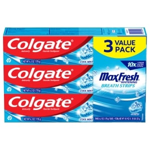 Colgate Max Fresh with Whitening Toothpaste with Mini Breath Strips ...