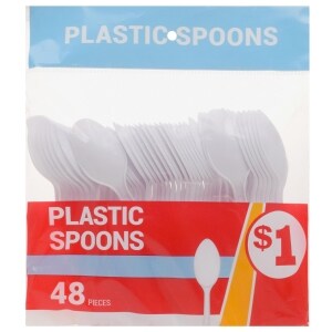 White Plastic Utensils, 48-ct. Bags (Case of 48 Packs)