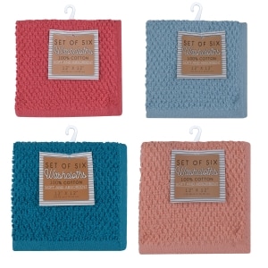 Interiors by Design Assorted Cotton Washcloths, 6 ct.