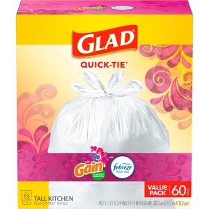  Glad Tall Kitchen Quick-Tie Trash Bags - 13 Gallon