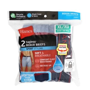 Hanes Assorted Men's Large Tagless Boxer Briefs, 2 ct.