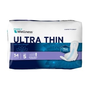 Always Ultra Thin Overnight Pads with Wings, Size 5, Extra Heavy Overnight  Absorbency, 34 Count