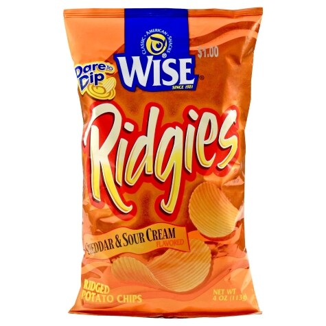 Wise Ridgies Cheddar & Sour Cream Chips, 4 oz.