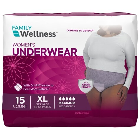 Family Wellness Maxium Absorbency Protective Underwear for Women, Extra ...