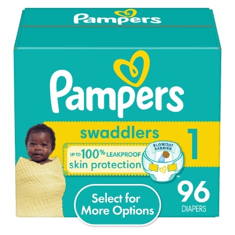 Pampers Swaddlers Diapers, Size 1, 96 Count