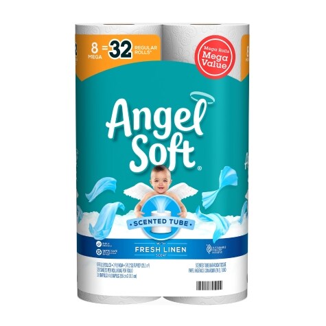 Angel Soft Mega Toilet Paper with Fresh Linen Scent, 8-ct. Packs