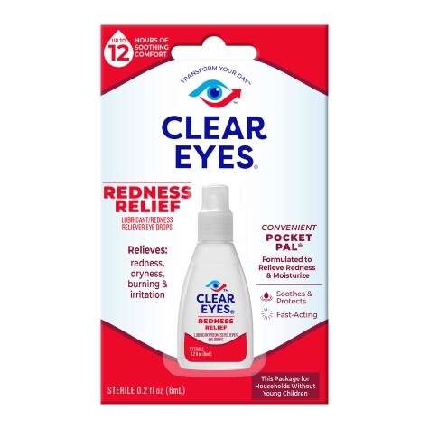 Clear Eyes Redness Eye Relief Lubricant Eye Drops, Pocket Pal, 0.2 fl oz