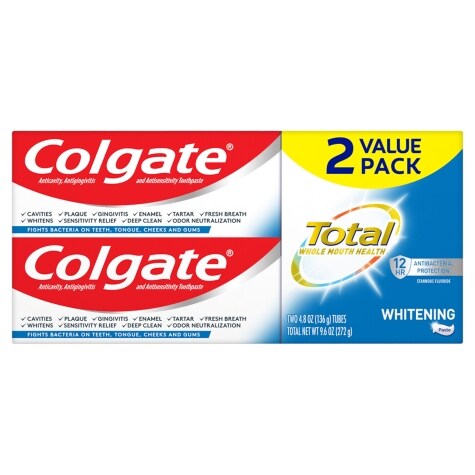 Colgate Total Whitening Toothpaste, 4.8 Oz. 2-pack