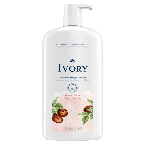 Ivory Gentle Exfoliating Body Wash, Notes of Jojoba Scent, 27oz ...