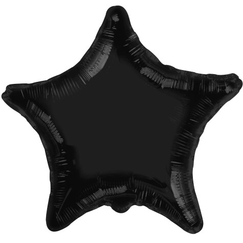 Black Star-Shaped Metallic Foil Balloons, 20 in.