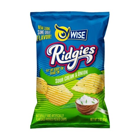 Wise Ridgies Sour Cream & Onion Potato Chips, 4 oz.