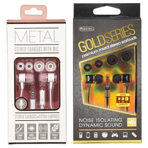 Sentry Gold Series Metal Stereo Earbuds Assorted