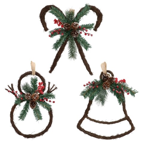 Christmas Decorative Large Twig Hanging Icons, 19-in.