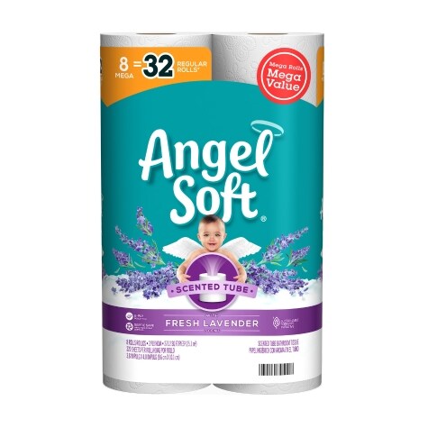 Angel Soft Toilet Paper Mega Rolls with Lavender Scented Tubes, 8-ct.