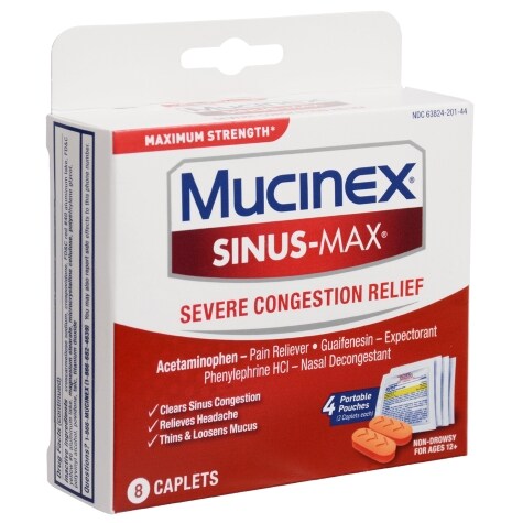 Mucinex Sinus-Max Severe Congestion Relief, 8 ct.