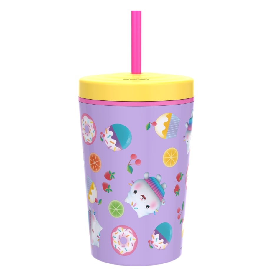 Gabby's Dollhouse Double-Wall Seaside Tumblers with Straws, 12.5-oz.