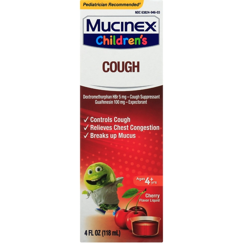 Mucinex Children's Cough Medicine, Expectorant, 4 fl. oz. Cherry Flavor ...