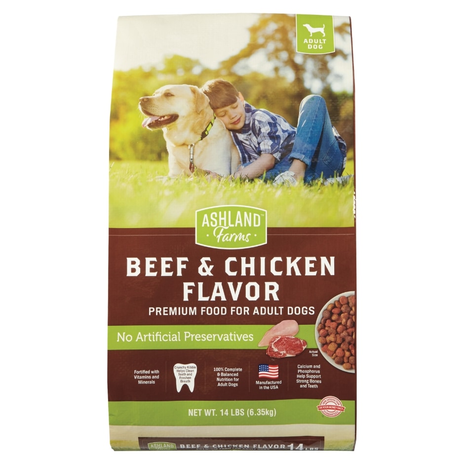 Ashland Farms Beef and Chicken Flavor Premium Dog Food, 14 lb. | Family Dollar