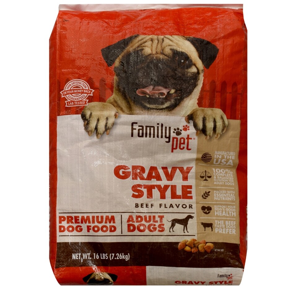 Family Pet Gravy Style Beef Dog Food, 16 lb. Family Dollar