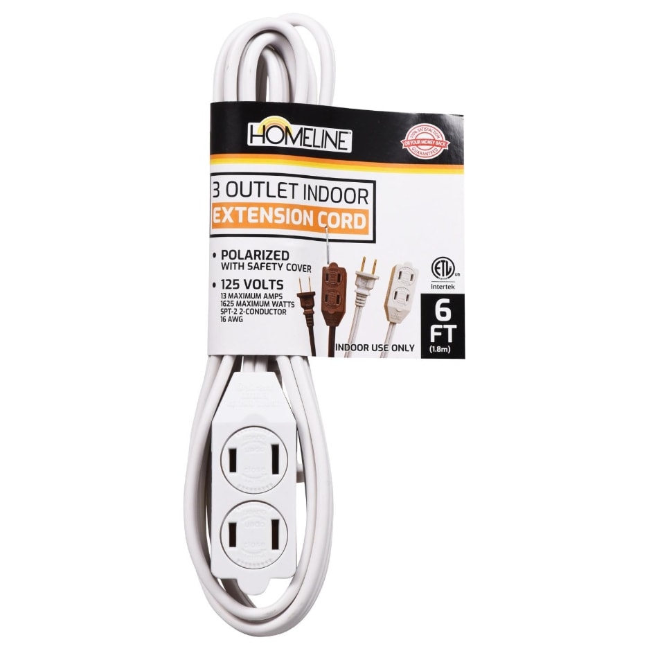 Homeline 3Outlet Indoor Extension Cords, 6 ft. Family Dollar