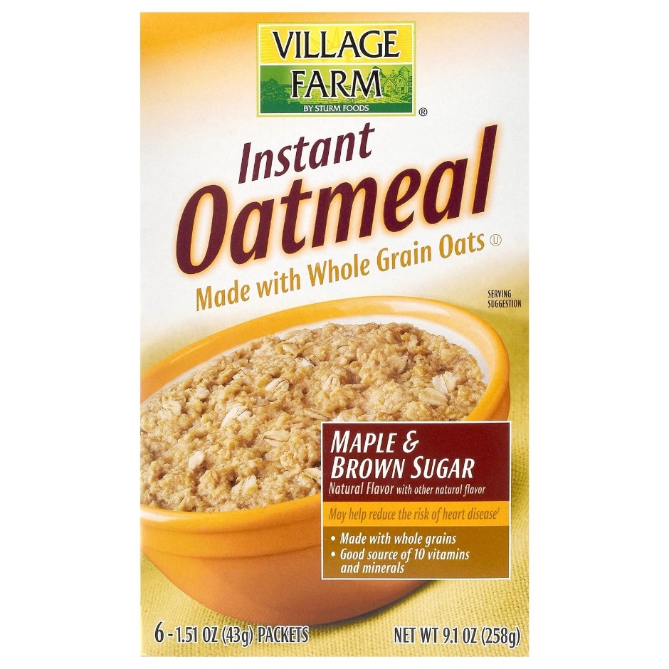 Village Farm Maple & Brown Sugar Instant Oatmeal, 6 ct. | Family Dollar