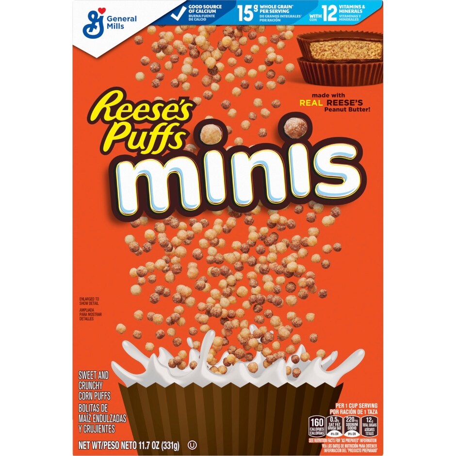 Reese's Puffs Minis Breakfast Cereal, Chocolate Peanut Butter Cereal ...