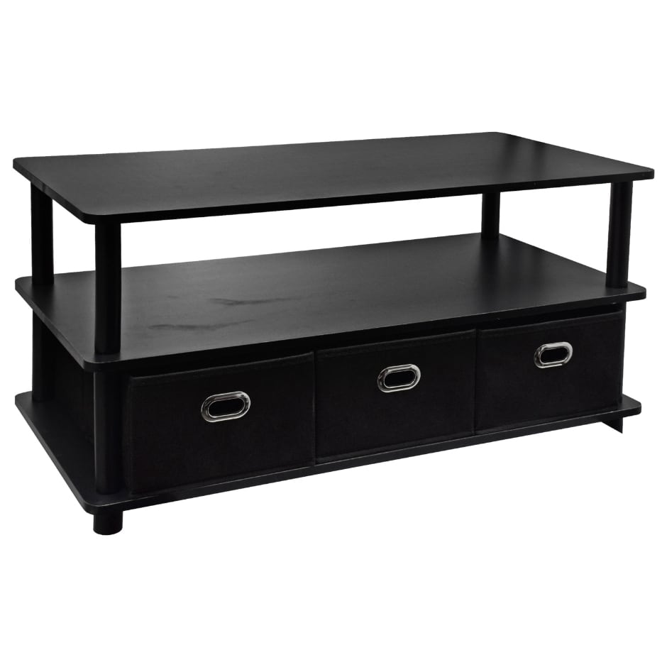 Interiors By Design Black Coffee Table With Three Bins Family Dollar